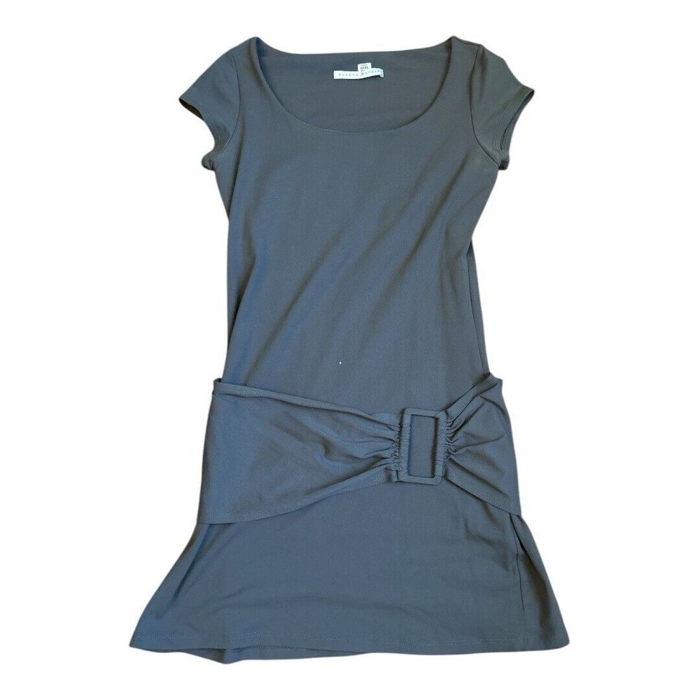 Susana Monaco Gray Sleeveless Stretchy Dress With Belt Size L‎ Junior